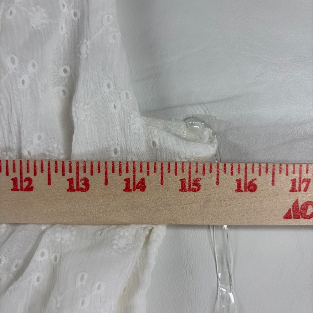 Cottagecore White Eyelet Drop Waist Midi Dress Sleeveless Cotton Size Small - Picture 9 of 11